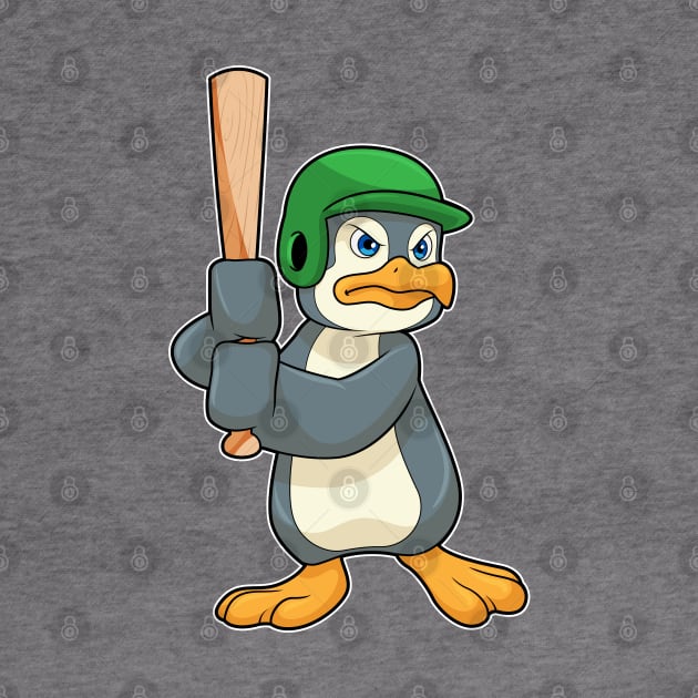 Penguin at Baseball with Baseball bat & Helmet by Markus Schnabel